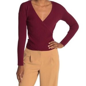 Jonathan Simkhai Sienna Deep Rib Long Sleeve Wrap Top Sweater | Small | NEW NWOT